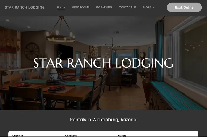 Star Ranch Lodging homepage built by The Site For Sites