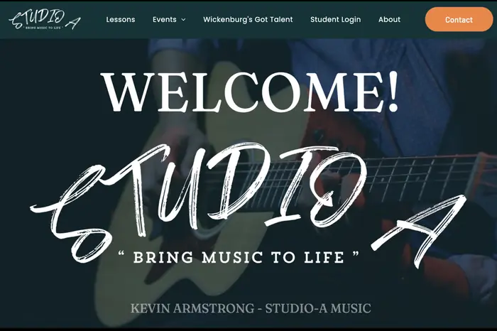 Studio A Music homepage built by The Site For Sites